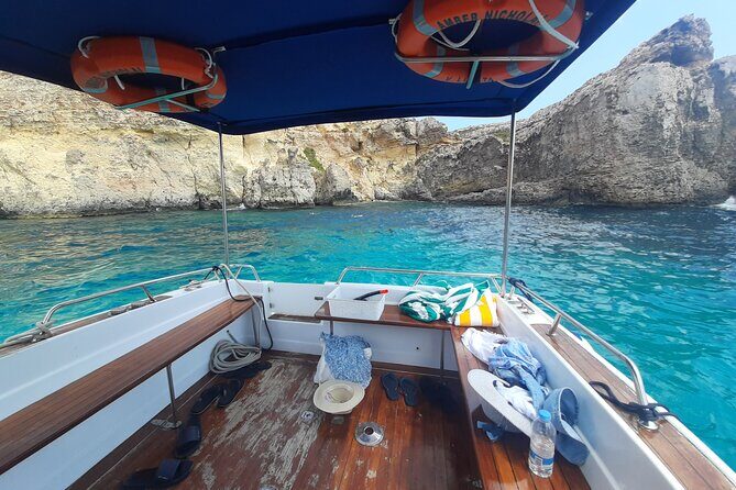 Boat Charters Blue lagoon, Crystal Lagoon, Comino, Malta 4hr trip - Santa Maria Caves (about 10 minutes): quick cave views