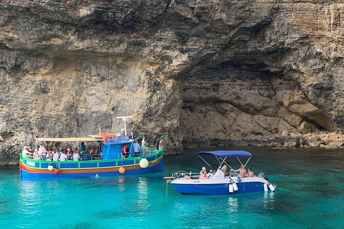 Full Day Private charter to Crystal & Blue Lagoon, Caves & Gozo - Crystal Lagoon: cave swimming, cliff jumping, and views of Saint Mary’s tower