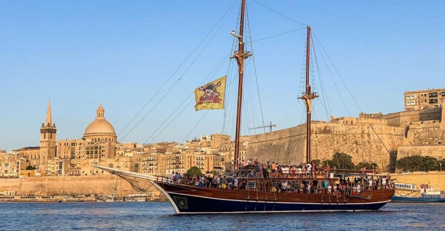 Malta: Lazy Pirate Boat Party with Drinks & Food - Sliema boarding and the Fernandes 2 party setup